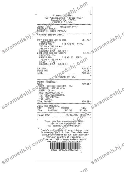 VIBASEL OUTLETS payment receipt